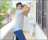  ?? HT ?? Kuldeep Yadav on the balcony of his Kanpur home.