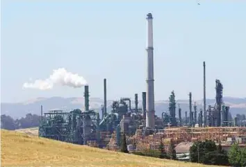  ?? AP ?? The Valero Benicia Oil Refinery in Benicia, California. Previous research has found that changes in climate, blamed in part on emissions from fossil fuels, may increase turbulence on flights.