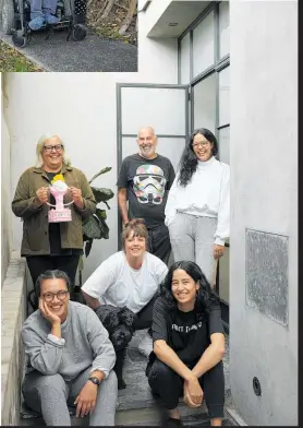  ??  ?? Left (left to right), Sabrina Puia, Ronnie Tua and Antonia Tua.
Below (clockwise from back): Malcolm Rands, Ahilapalap­a Rands (right) and partner Ella Grace McPherson Newton, Keva Rands and partner Deidre Stanley (glasses), Melanie Rands. Plus, Lewa Rands (the dog).