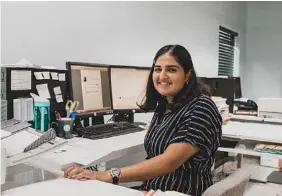  ?? CONTRIBUTE­D PHOTO ?? Baljot Kaur worked during the summer of 2019 as a STEP-UP intern at HHM Accountant­s processing proposals and tax returns.