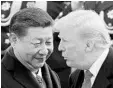  ?? ANDY WONG/AP ?? In November, Trump chats with Xi Jinping in Beijing.