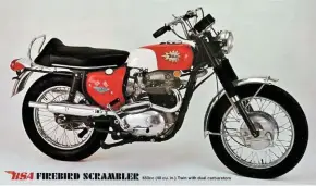  ??  ?? Above: Styled for the USA: the sporty 1968 BSA A65FS Firebird Scrambler