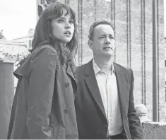  ?? PHOTOS BY JONATHAN PRIME ?? Felicity Jones and Tom Hanks star in Inferno, in theaters Friday, which is based on the best- selling Dan Brown novel.