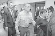  ?? Eric Risberg / Associated Press ?? Jim Steinle, center, and Liz Sullivan, the parents of Kate Steinle, attend closing arguments in Jose Ines Garcia Zarate’s trial in the death of their daughter.