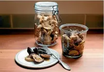  ??  ?? Top: Garlic butter mushrooms with parsley polenta. Above: Chilli and garlic pickled mushrooms.