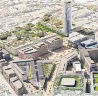  ??  ?? &gt;An artist’s impression of how the redevelope­d 48-acre site known as Smithfield could look