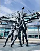 ?? ?? Bronze age: The ‘Spirit of Rugby’ statue outside the South Stand