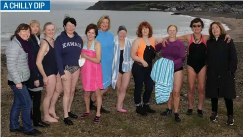  ??  ?? The Snamhiní all year swimmers celebrate Nollaig na mBan on January 6 with what else but a dip in the freezing sea!