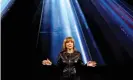  ??  ?? The General Motors chair, Mary Barra, speaks during a keynote address at the 2016 CES trade show in Las Vegas. Photograph: Steve Marcus/Reuters