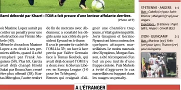  ?? Journée (Photo AFP) journée Buts : Mariano Fekir
pour Lyon ; Thuram pour Guingamp. journée ?? Rami débordé par Khazri : l’OM a fait preuve d’une lenteur affolante derrière.