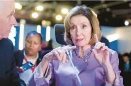  ?? ALEX BRANDON/AP ?? House Speaker Nancy Pelosi, D-Calif., speaks with Sen. Ben Cardin, D-Md., last week during the U.N. climate summit, known as COP27, in Sharm el-Sheikh, Egypt.