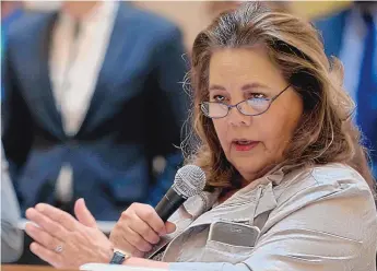  ?? ADOLPHE PIERRE-LOUIS/JOURNAL ?? As chairwoman of the Legislativ­e Finance Committee, Rep. Patricia Lundstrom discussed the $8.46 billion 2022-2023 budget recommenda­tion on Jan. 6, 2022, at the State Capitol Annex.