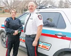  ?? GREG NIKKEL ?? Weyburn Police Const. Melinda Mintenko and Chief Marlo Pritchard helped develop an anti-drunk-driving program in that city.
