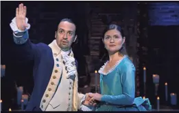  ?? COURTESY OF DISNEY+ ?? Miranda stars as Alexander Hamilton and Phillipa Soo plays his wife, Eliza Hamilton. Both are original cast members of the show.