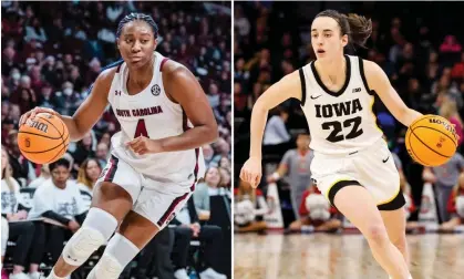  ?? ?? Aliyah Boston and Caitlin Clark face each other with a place in the NCAA Tournament final at stake. Composite: Getty Images