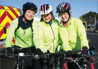  ??  ?? Cycling in the Fenit Coatal Cycle to raise funds for St Brendan’s NS Fenit on Saturday, Helen Feelan, Pam Bailly and Christine O’Sullivan.