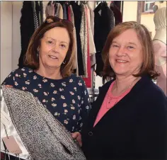  ??  ?? Volunteer Betty Clancy and sales assistant Sadie Clare at the Irish Wheelchair Associatio­n charity shop, Pearse Street, Gorey.