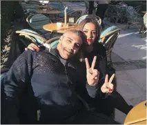  ??  TWITTER ?? Canadian journalist Mohamed Fahmy sits with his fiancée, Marwa Omara, at the Cairo Marriott Hotel on Friday.