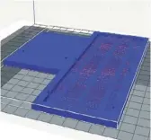  ??  ?? Step six: Only the parts that should 3D printed are exported: the base and the holes, the four cylinders, and the breadboard. The image shows the resulting STL file in the 3D printing programme Repetier