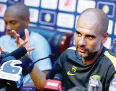  ??  ?? Guardiola falou na sala de Imprensa antes de Mourinho