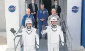  ?? AFP ?? ■
NASA astronauts Doug Hurley (left) and Bob Behnken at the Kennedy Space Centre in Cape Canaveral, Florida.