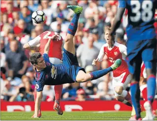  ?? Picture: AFP ?? APPEAL TO FANS: Manchester United’s Spanish midfielder Ander Herrera falls during the English Premier League football match between Arsenal and Manchester United at the Emirates Stadium in London on May 7. Herrera has called for a big turnout at Old...