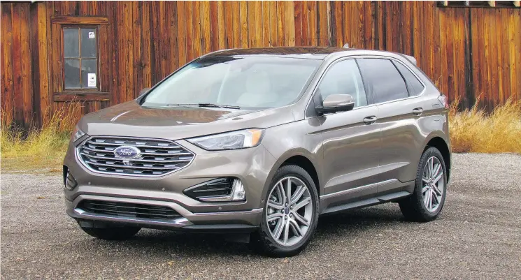  ?? — PHOTOS: COSTA MOUZOURIS / DRIVING ?? The Ford Edge was ripe for a mid-cycle refresh, and it got it with a bold new look and added power and driver-assist technology.