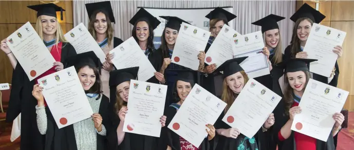  ??  ?? Happy St Angela graduates pictured at the conferring ceremony in The Sligo Park Hotel last Friday. Pics: Donal Hackett.