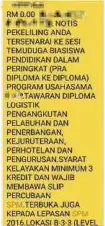  ??  ?? CONTOH tawaran melanjutka­n pelajaran yang dihantar melalui SMS.