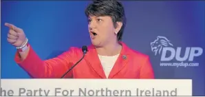  ??  ?? ARLENE FOSTER: The DUP leader has always refused to identify the donors who gave Brexit fund £400,000.