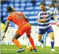  ??  ?? Reading forward Sam Baldock (9) on the ball