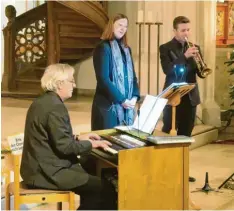  ?? Foto: Andresen ?? Klaut Ortler (von links), Rita Ortler und Andre Schneider haben in der St.-Salvatorki­rche in Nördlingen in Konzert.
