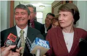  ?? ?? With Helen Clark after successful coalition talks in 1999. He was appointed deputy prime minister.