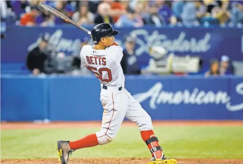  ?? JOHN E. SOKOLOWSKI, USA TODAY SPORTS ?? Red Sox outfielder Mookie Betts entered Wednesday with a streak of 128 plate appearance­s without a strikeout.