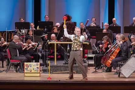  ?? Submitted photo ?? Michael Boudewyns performs during a February 2017 performanc­e. Boudewyns will help Texarkana Symphony Orchestra bring Prokofiev’s “Peter and the Wolf” to life at 9:30 a.m. and 12:30 p.m. Wednesday at Perot Theatre.