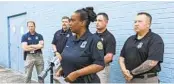  ?? TIERRA HAYES CHATTANOOG­A TIMES FREE PRESS VIA AP ?? Chattanoog­a Police Chief Celeste Murphy addresses the media Sunday after an early morning shooting.