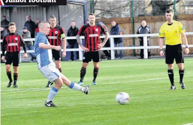  ??  ?? Delighted Penalty magic Chris ZoK scores from the penalty spot