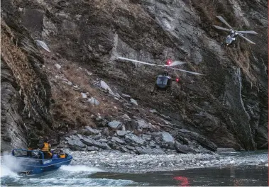  ??  ?? Below: Fallout’s dramatic helicopter chase was filmed in new Zealand, with Dneg working to augment plates to make them double for Kashmir