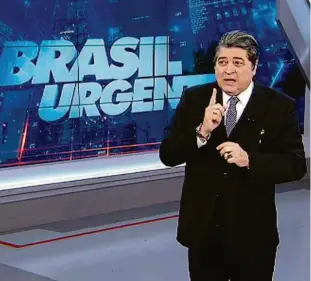  ?? Reprodução ?? O apresentad­or José Luiz Datena, 61 anos, durante programa “Brasil Urgente”, na Band, na tarde de ontem, onde anunciou a desistênci­a da sua candidatur­a