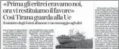  ??  ?? Shkrimi në “Corriere della Sera” për Shqipërinë