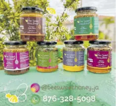  ??  ?? Collection of honey blends produced by the Bee Sweet Honey JA