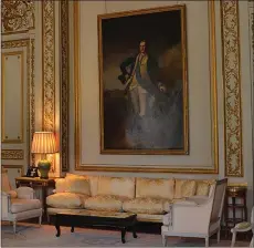  ?? THE U.S. DEPARTMENT OF STATE VIA THE NEW YORK TIMES ?? In an undated image, a portrait of George Washington, whose authentici­ty has been questioned, hangs in the Paris home of the U.S. ambassador to France.