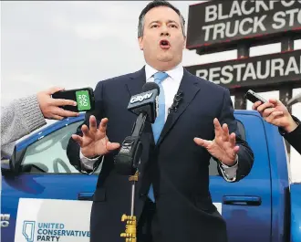  ?? GAVIN YOUNG ?? “An Alberta United Conservati­ve government will immediatel­y convene the provincial legislatur­e to pass bill No. 1, the carbon tax repeal act,” says UCP Leader Jason Kenney.