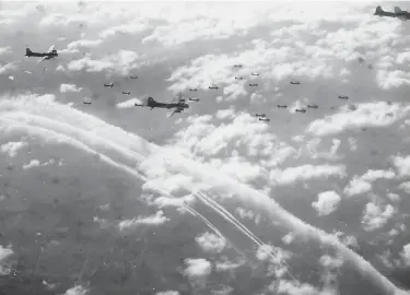  ??  ?? ■ Below: B-17s of the USAAF over Erkner, on the outskirts of Berlin, during the bombing raid of 6 March 1944 in which Viktor Sorko and Franz Hucke were lost.