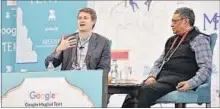  ?? SANJEEV VERMA/HINDUSTAN TIMES ?? Tristram Hunt (L) and Swapan Dasgupta during the session ‘Cities of Empire’ at the Jaipur Literature Festival 2016 on Saturday