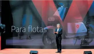  ?? ?? El presidente de Yadea España, Ernesto Ko, en la presentaci­ón de la marca en Madrid.