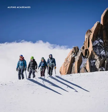  ?? ?? Left: Festival-goers learn high-altitude hiking skills at the Arc’teryx Alpine Academy 2022, in Chamonix