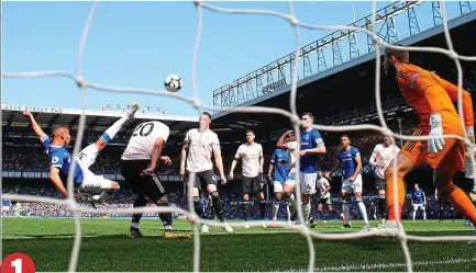  ?? GETTY IMAGES ?? Flying start: United fail to deal with a long throw and Richarliso­n volleys in 1