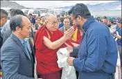  ?? HT PHOTO ?? ■ Dalai Lama being accorded a warm welcome in Leh on Tuesday.