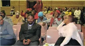  ?? Picture: TK MTIKI ?? MIXED EMOTIONS: Ward 9 residents gathered at Jauka Hall last week where Ndlambe mayor Phindile Faxi gave feedback about service delivery for the 2017-18 financial year